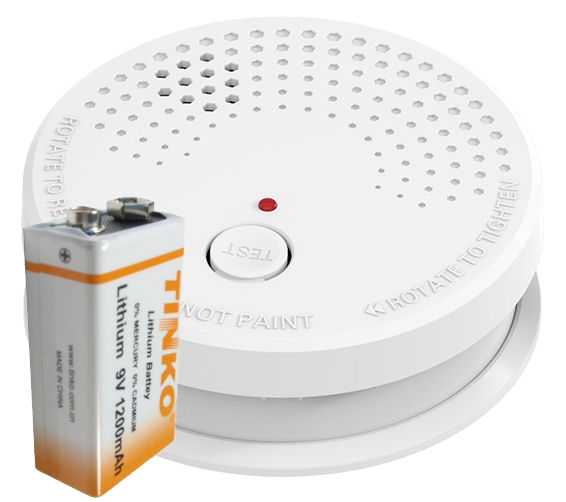 Požární hlásič a detektor kouře F4 alarm EN14604, včetně baterie s životností až 10 let.